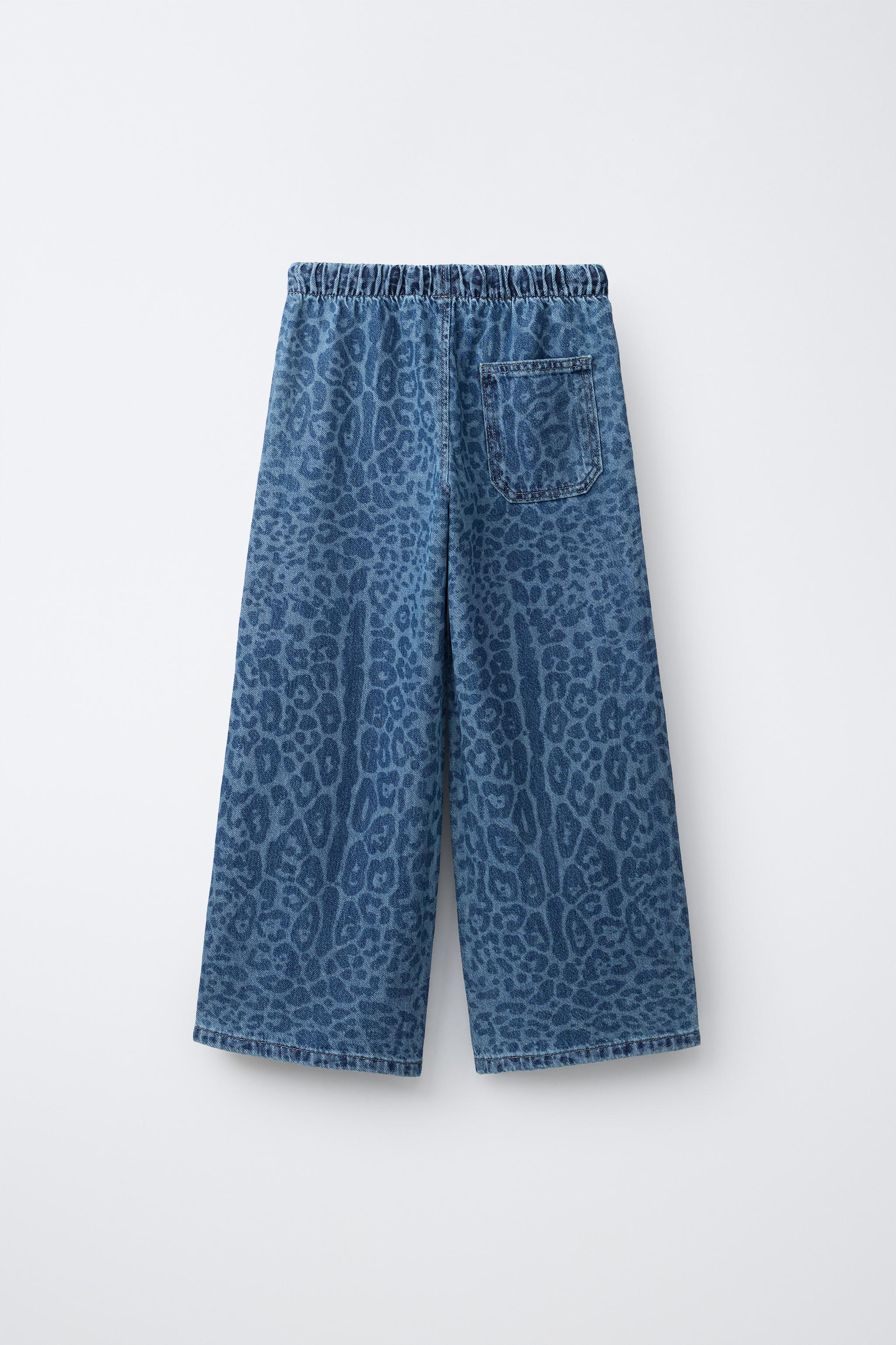 ANIMAL PRINT WIDE LEG JEANS